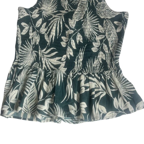 Patrons Of Peace Halter Top Tropical Leaf Peplum Hem Green Size Large New WOT - Picture 4 of 8